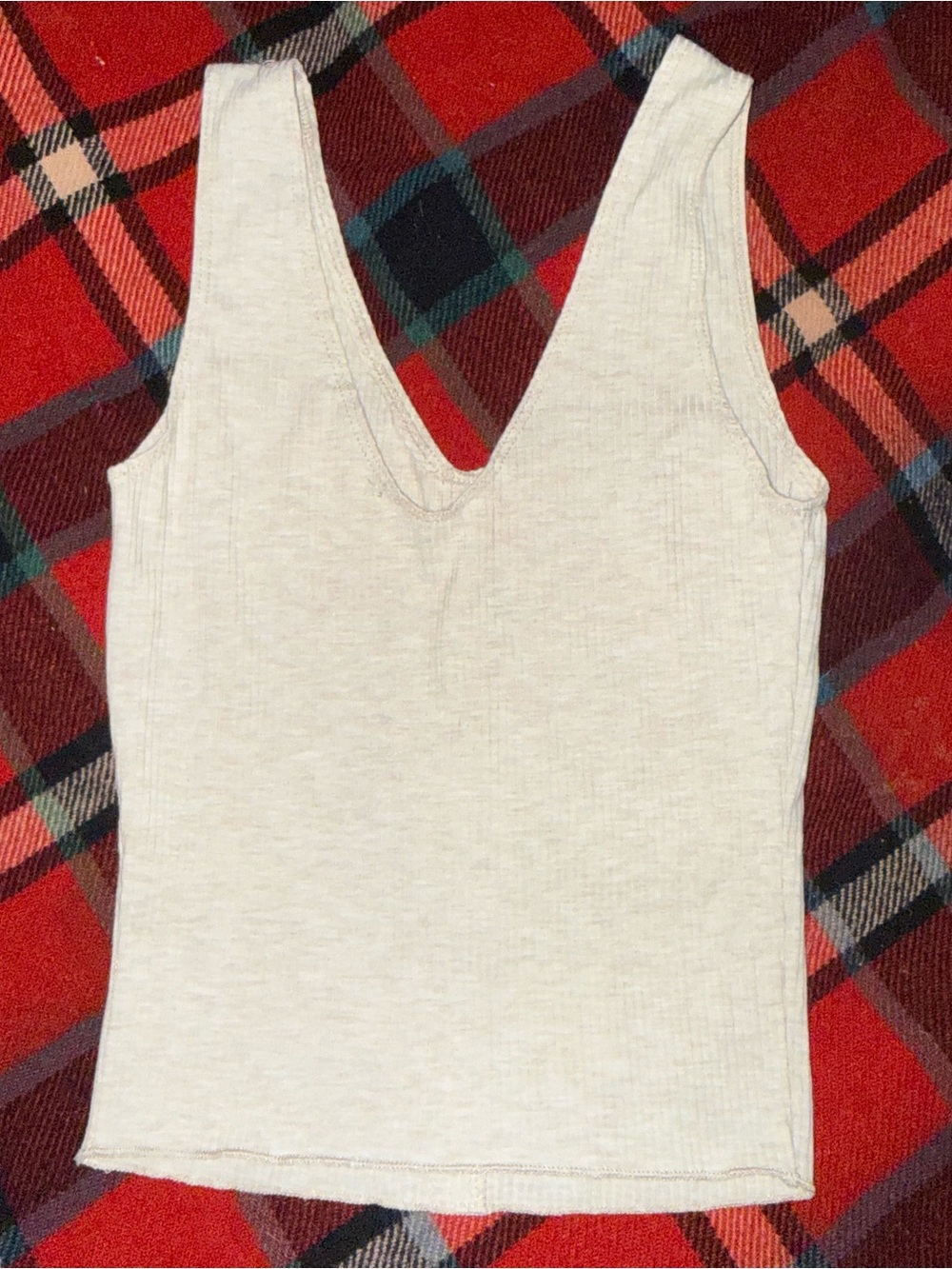 Caution To The Wind Cream Ribbed V-Neck Button Tank - Picture 4 of 4